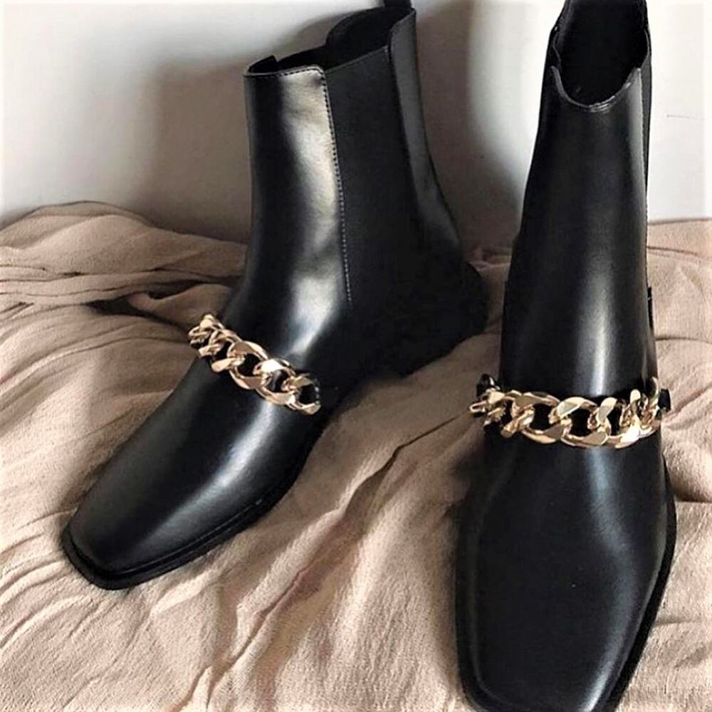 ZARA Black US 8 Square Toe Boots NWT LAST ONE!!! - Picture 8 of 16